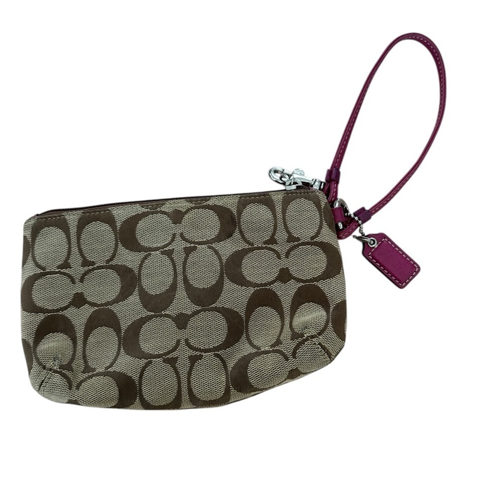 VINTAGE COACH SIGNATURE BROWN PINK WRISTLET - Picture 2 of 5